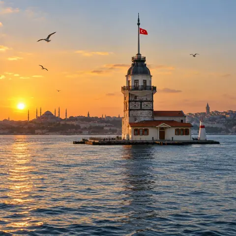 AI-generated photo of the Maiden's Tower in Istanbul